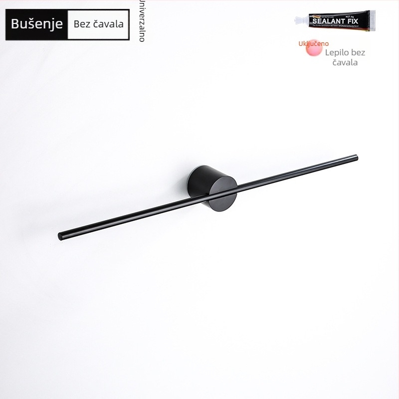 Držač za ručnike od aluminijske legure, završna obrada: lakirana/oksidirana, jednoručna cijev, nosivost 10 kg, stil Light Luxury, nordijski minimalistički