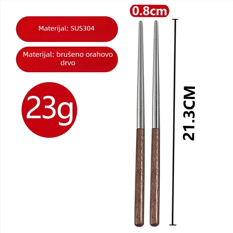 Set pribora od nehrđajućeg čelika 304 s ručkom od orašastog drveta — nož, vilica i žlica za kućnu uporabu (lagani luksuzni retro stil)