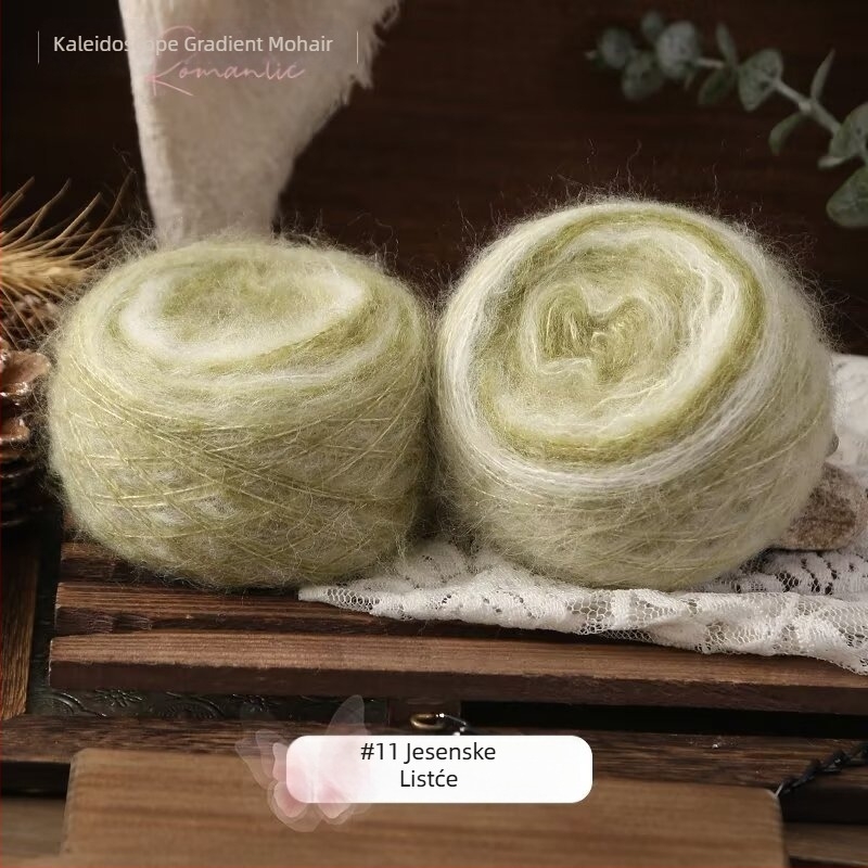 Pređa za ručno pletenje za šalove i kapute — Kaleidoscope Gradient Mohair, mješavina vlakana, prstenasto predenje, grupna pređa