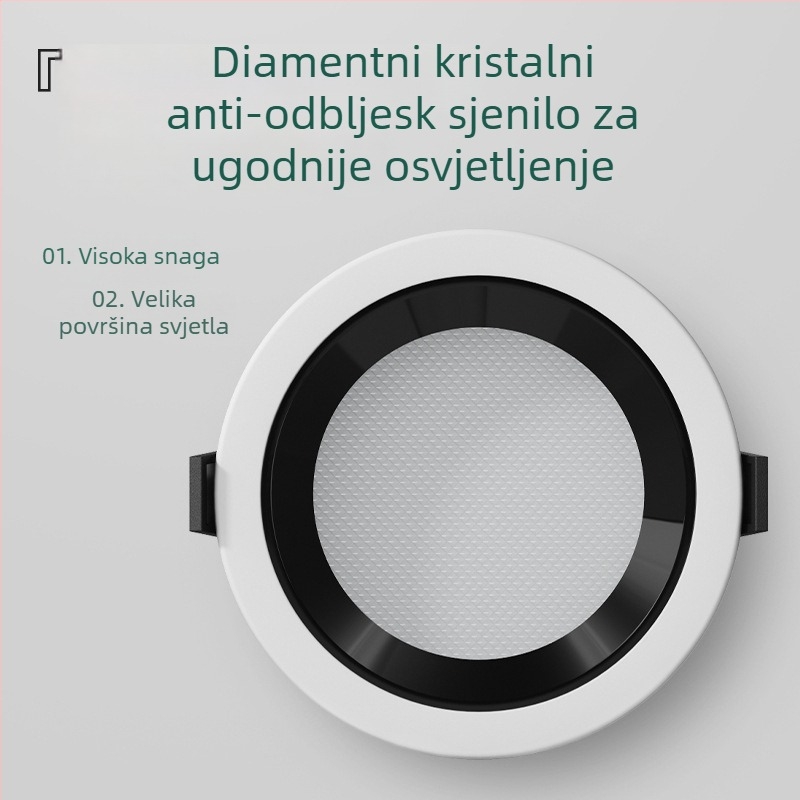 Ultra-tanki LED downlight visokog kapaciteta s anti-glare dubokim kupolom, za trgovine odjećom, 220V, 6000K, aluminijsko kućište, trajanje 20000h
