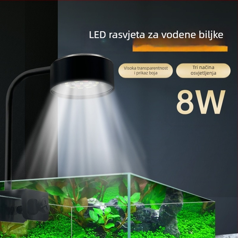 LED akvarijska svjetiljka za vodene biljke, USB napajanje, 8W, materijal: ABS + metalno koljeno