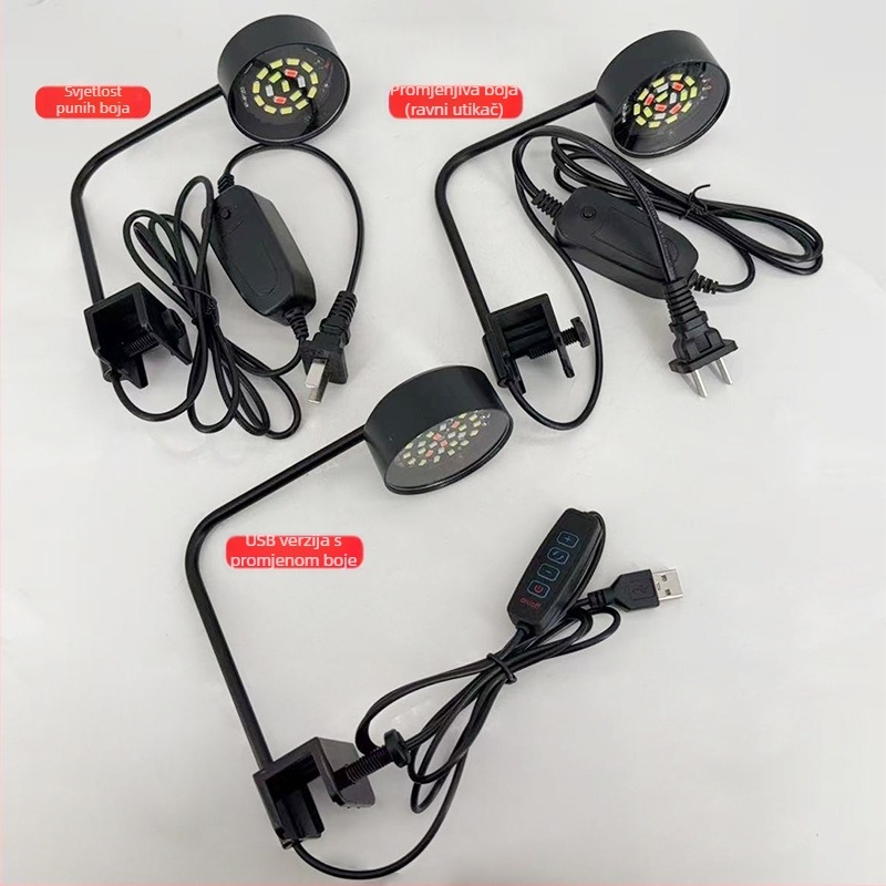 LED akvarijska svjetiljka za vodene biljke, USB napajanje, 8W, materijal: ABS + metalno koljeno