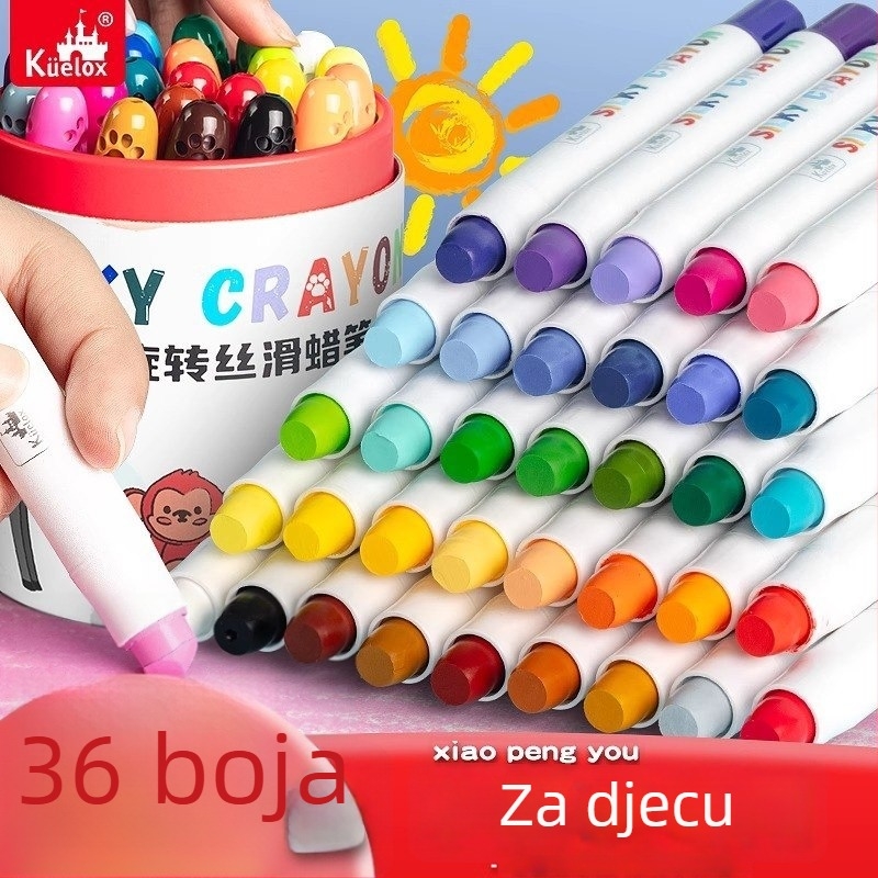 GROBES Rotirajuća bojica za crtanje, serija Rotating crayon, plastično kućište, zaobljeni vrh, izbrisivo