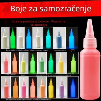 Svijetleća akrilna boja, 60 ml, na bazi vode, svijetli u mraku, za zidno slikanje i studijsku upotrebu