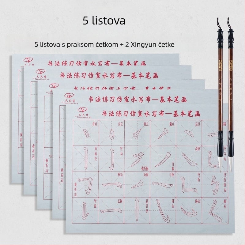 Set kaligrafije s vodeno pisanje platnom i kistom, Oxford tkanina, imitacija rižinog papira i listovi s mrežom