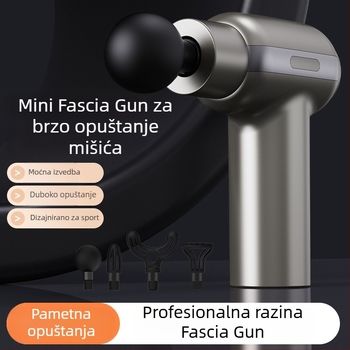 Fascia Gun – Mini masažni uređaj za kućnu upotrebu, bezčetkasti motor, 4 glave, 5+ brzina, ugrađena baterija, niska buka