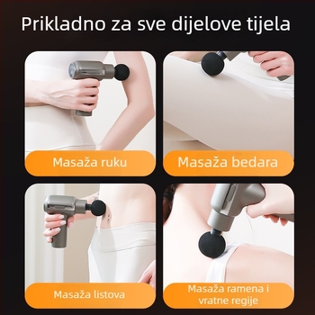 Fascia Gun – Mini masažni uređaj za kućnu upotrebu, bezčetkasti motor, 4 glave, 5+ brzina, ugrađena baterija, niska buka