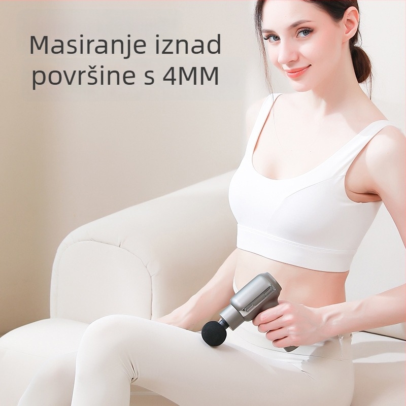 Fascia Gun – Mini masažni uređaj za kućnu upotrebu, bezčetkasti motor, 4 glave, 5+ brzina, ugrađena baterija, niska buka