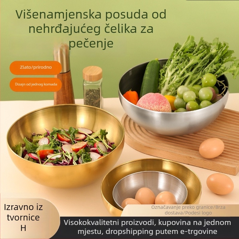 Posuda za salatu od nehrđajućeg čelika, moderni minimalistički dizajn, podrijetlo Čaozhou, Kina