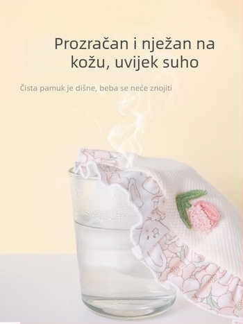 Dječji trokutasti bib – pamuk, vodootporan, unisex, uzorak crtice/cvijeće, za 0-1 godinu