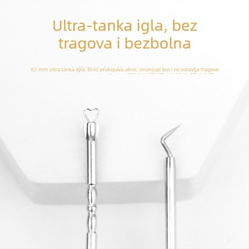 Set igala za akne, 2 komada s kutijom za pohranu, nehrđajući čelik, prenosivo, višenamjenski