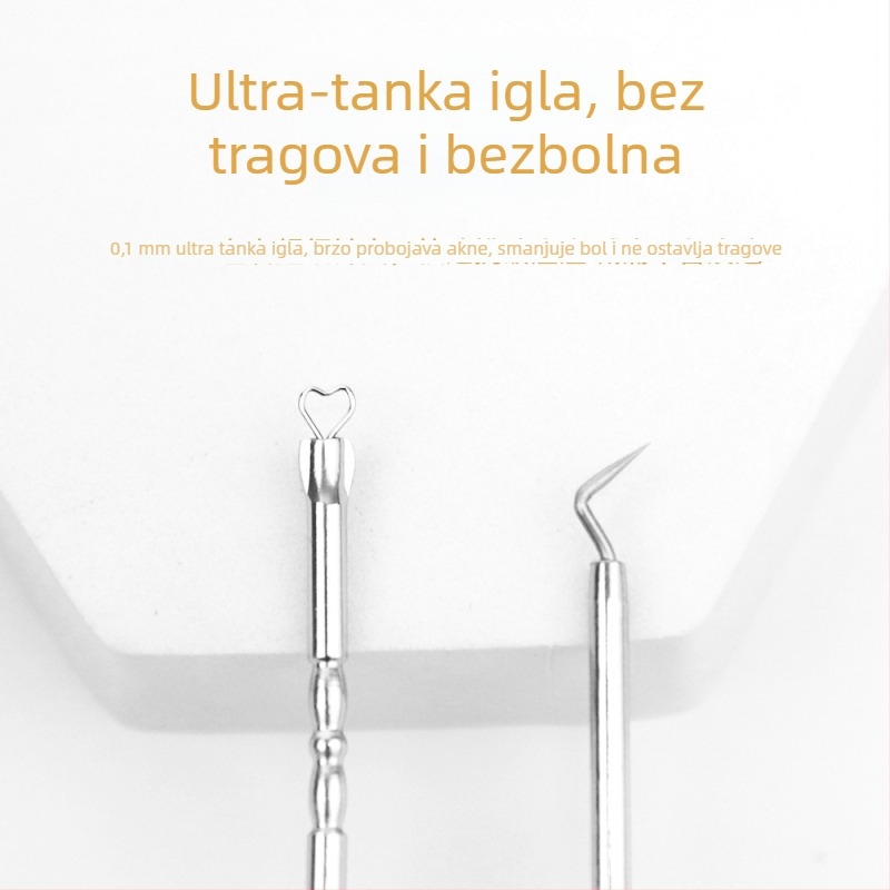 Set igala za akne, 2 komada s kutijom za pohranu, nehrđajući čelik, prenosivo, višenamjenski
