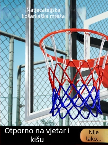 Debljena i produžena mreža za koš s 12 rupa, otporna na trošenje, fleksibilna i izdržljiva, kompatibilna sa standardnim košem