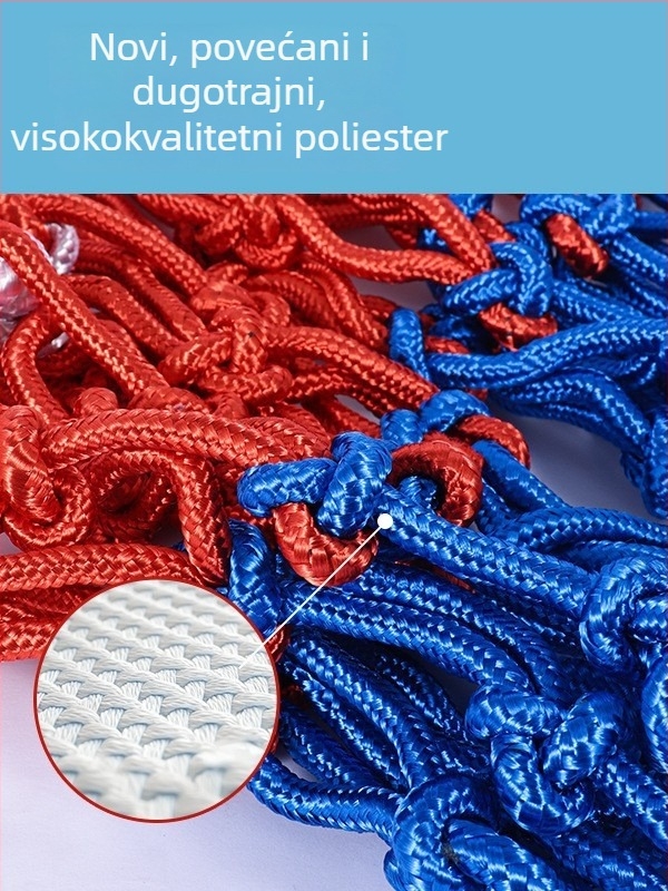 Debljena i produžena mreža za koš s 12 rupa, otporna na trošenje, fleksibilna i izdržljiva, kompatibilna sa standardnim košem