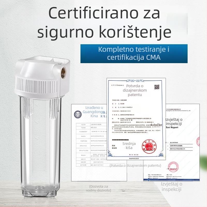 Prednje montirana boca za filtriranje s 4 priključcima, PP pamuk, aktivni ugljen i ultrafiltracijska membrana, bakreni priključak