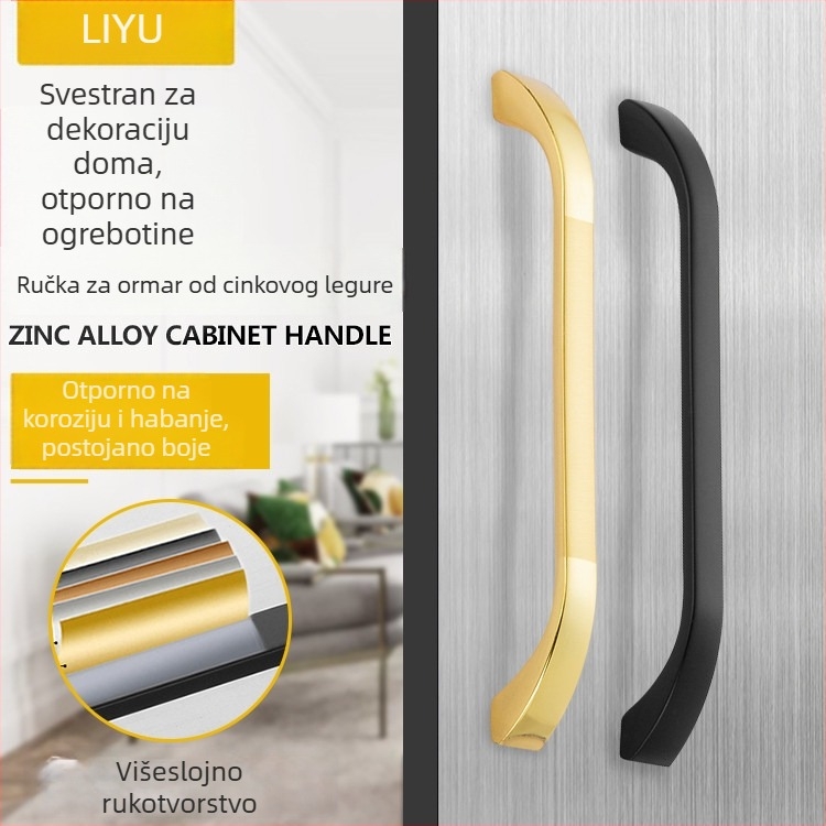Liyu drška za ormarić, cinkovo-legirana legura, dizajn s jednim otvorom, moderan minimalistički stil, za vrata ormarića i ladice