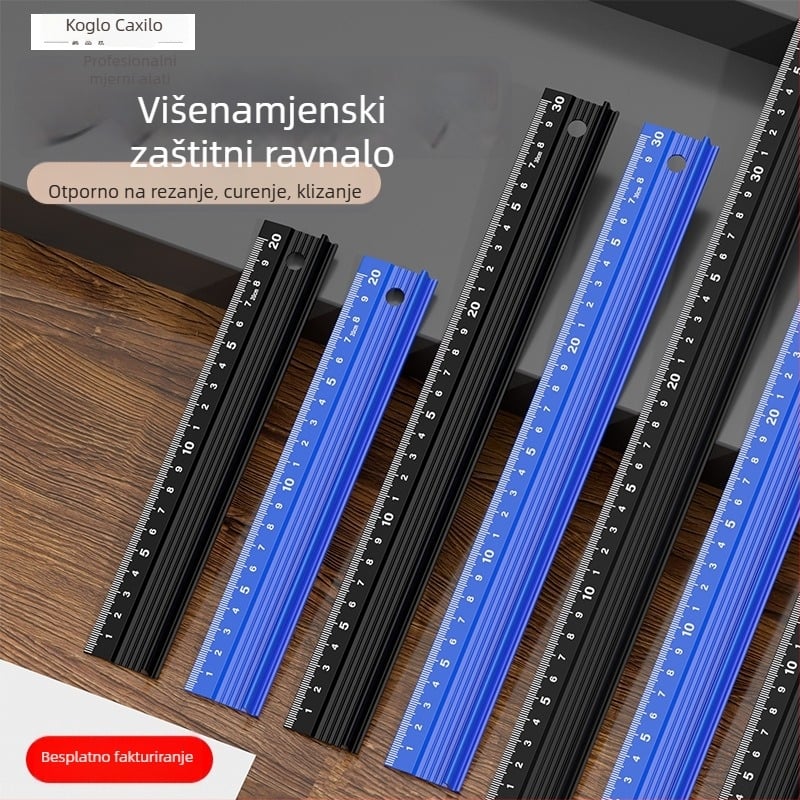 Cassiolo aluminijski pravac za crtanje – čvrsto tijelo, zaštitni rub, vodič za crtanje