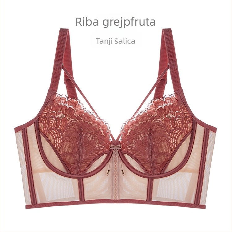 Ženski grudnjak s ušima zeca u francuskom stilu za žene, 3/4 košarice, ultratanki oblikovani košarica, fiksne dvostruke naramenice, gornja podrška, mrežasti materijal, glavna sastojina 80–90%
