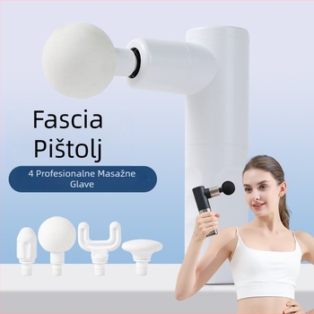 Mini prijenosni fascia gun masažer, 4 glave, brush motor, ugrađena baterija 1200–2000 mAh, zvuk ispod 36 dB