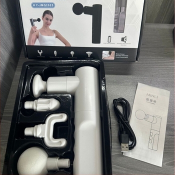 Mini prijenosni fascia gun masažer, 4 glave, brush motor, ugrađena baterija 1200–2000 mAh, zvuk ispod 36 dB