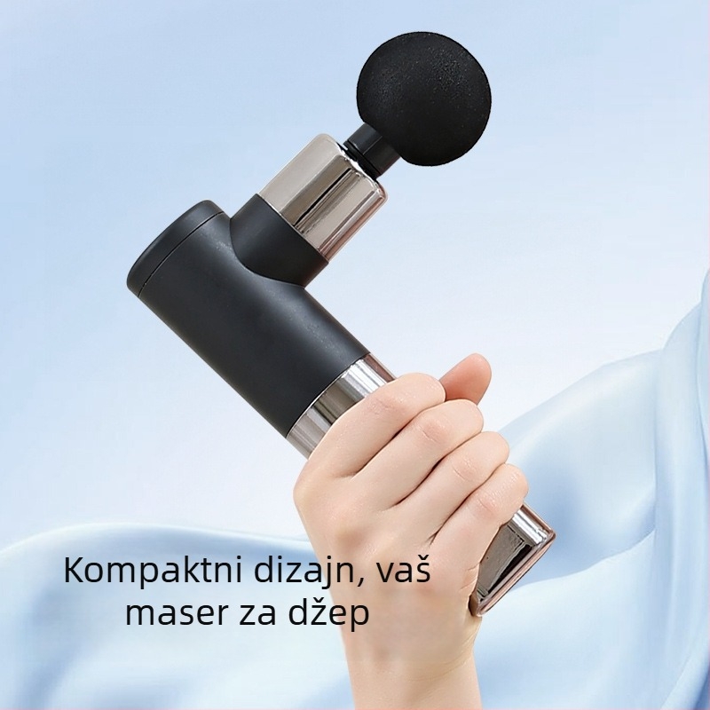 Mini prijenosni fascia gun masažer, 4 glave, brush motor, ugrađena baterija 1200–2000 mAh, zvuk ispod 36 dB