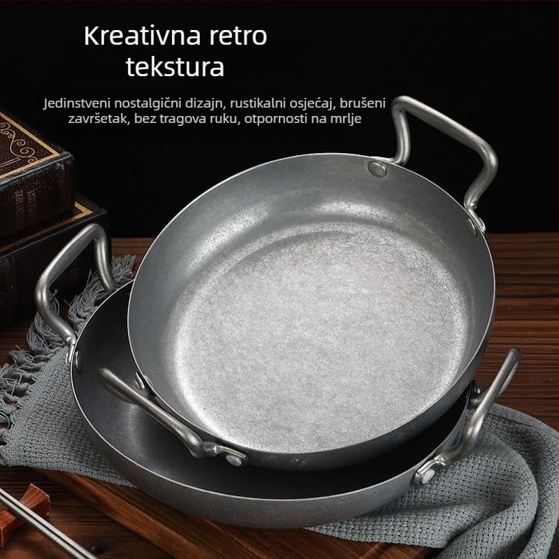 Vintage tava za morska jela – od nehrđajućeg čelika 304, dno s tri sloja, protivlijepljiva, kompatibilna s indukcijom, francuskog stila