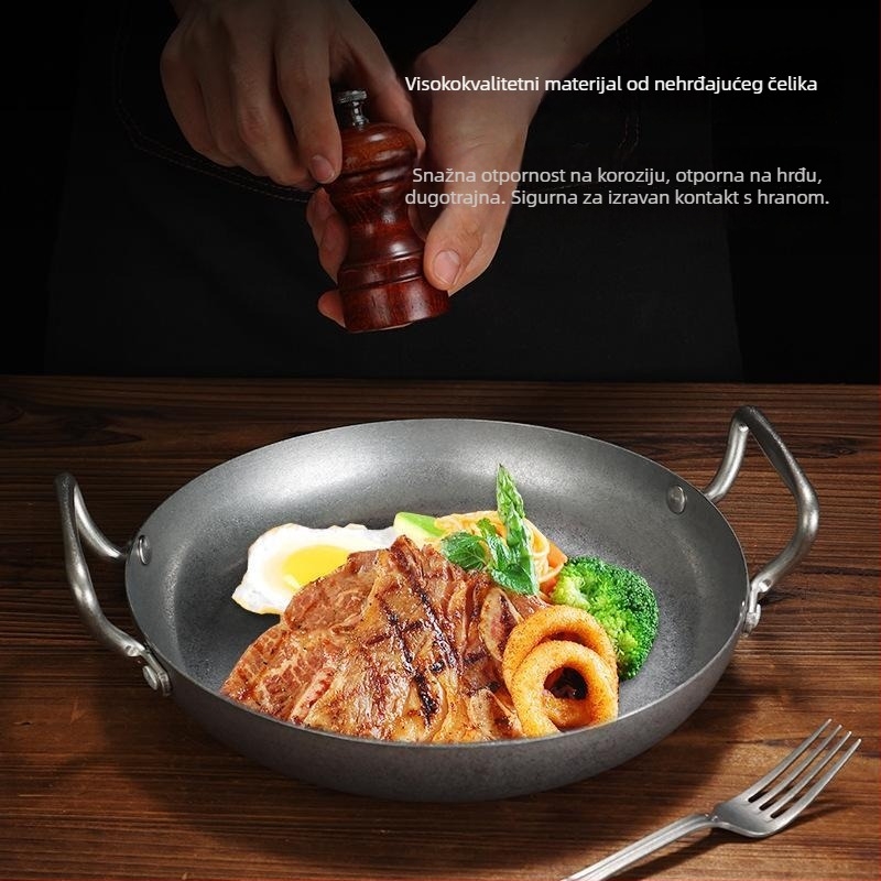 Vintage tava za morska jela – od nehrđajućeg čelika 304, dno s tri sloja, protivlijepljiva, kompatibilna s indukcijom, francuskog stila