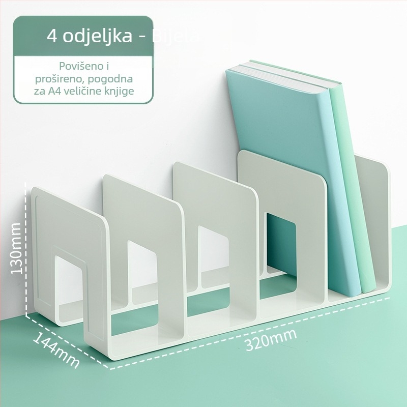 Hua Jie H990 Plastični Stalak za Knjige s Razdjelničkim Panelima – Stolni Regał za Dokumente i Knjige