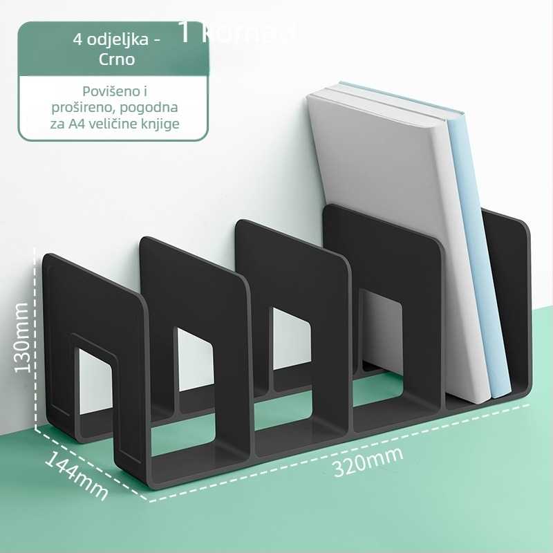 Hua Jie H990 Plastični Stalak za Knjige s Razdjelničkim Panelima – Stolni Regał za Dokumente i Knjige