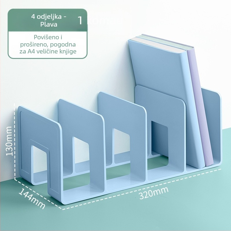 Hua Jie H990 Plastični Stalak za Knjige s Razdjelničkim Panelima – Stolni Regał za Dokumente i Knjige