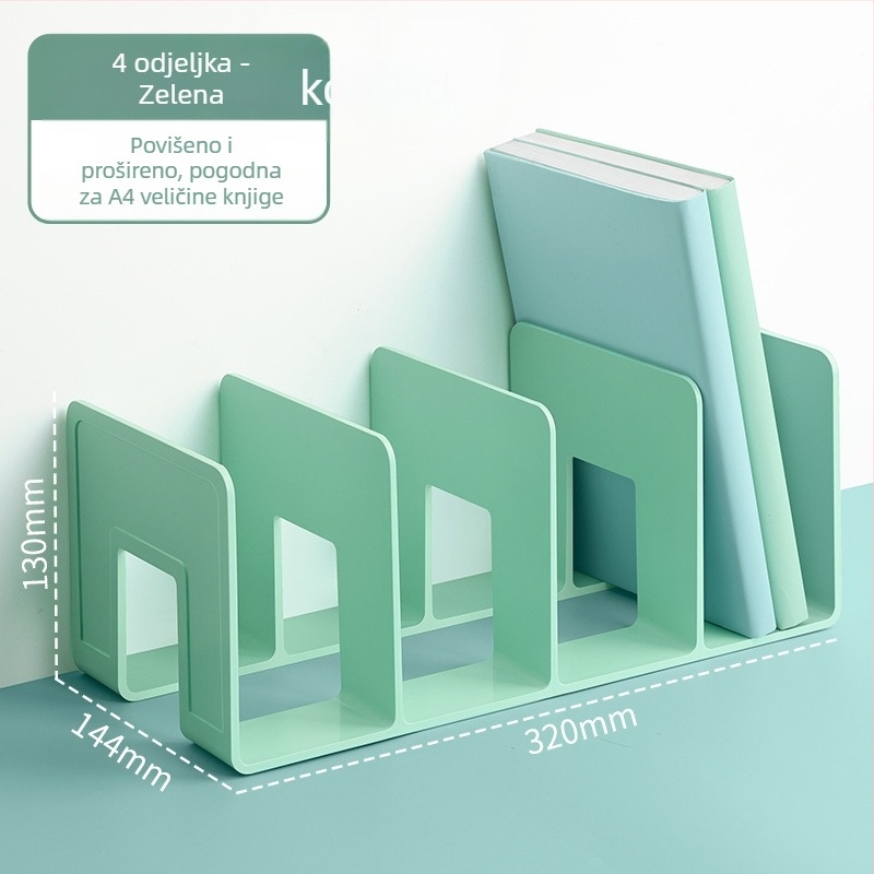 Hua Jie H990 Plastični Stalak za Knjige s Razdjelničkim Panelima – Stolni Regał za Dokumente i Knjige