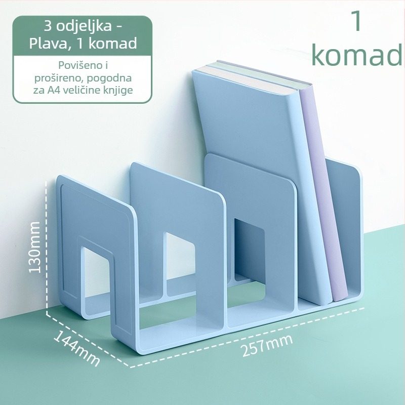 Hua Jie H990 Plastični Stalak za Knjige s Razdjelničkim Panelima – Stolni Regał za Dokumente i Knjige