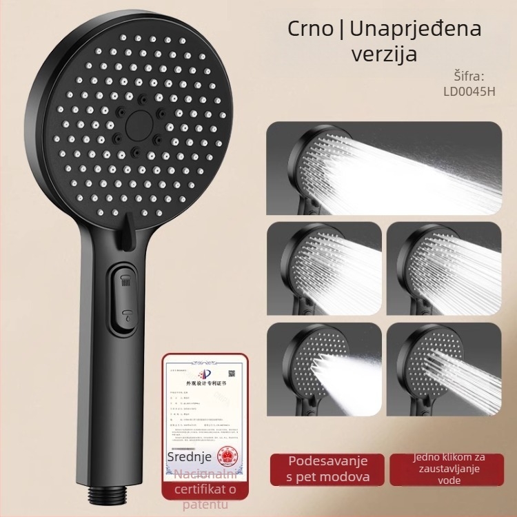 Set tuš glave pod pritiskom s funkcijom masaže, ABS materijal, marka Home rhyme