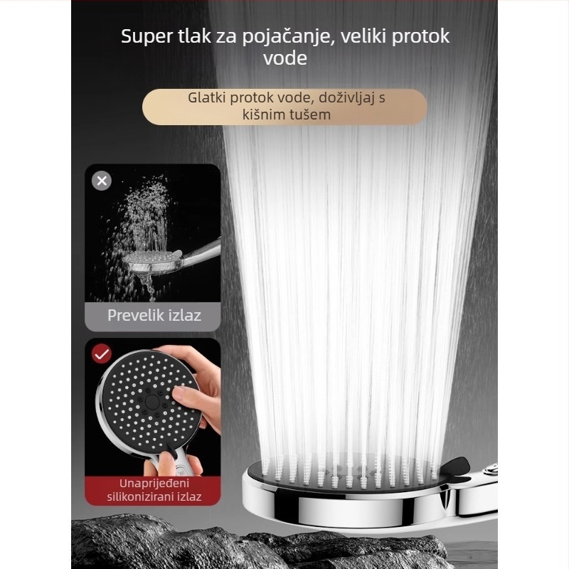 Set tuš glave pod pritiskom s funkcijom masaže, ABS materijal, marka Home rhyme