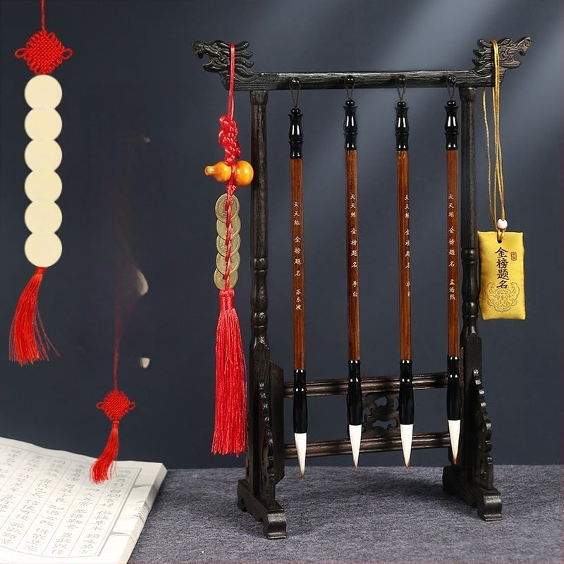 Drveni set držača četkica s glavom zmaja, 8 igala, model D2987, TT/Tiantian Practice