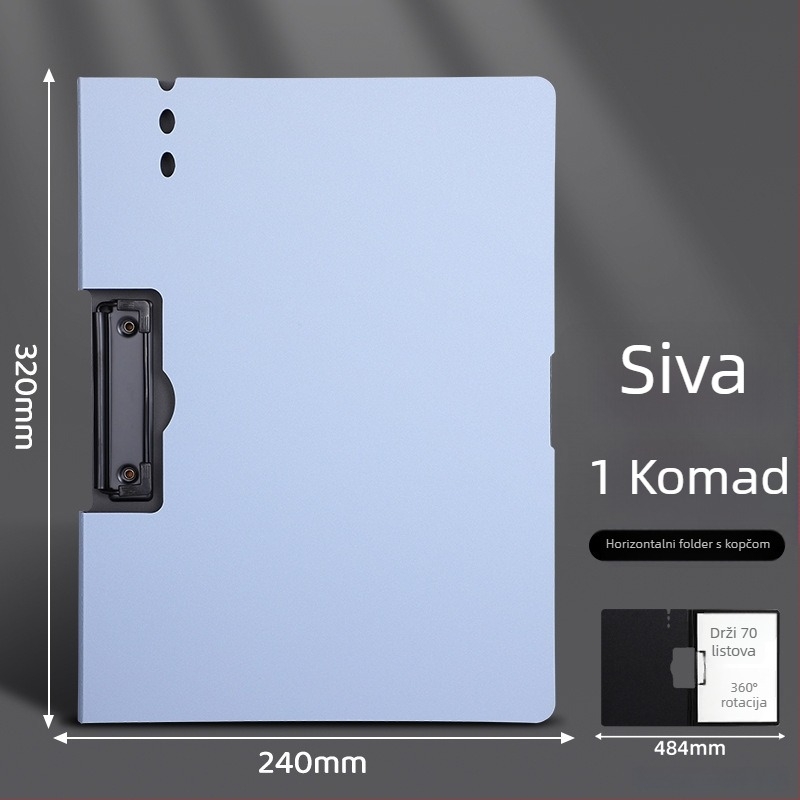 Debljina ploče s dvostrukim čvrstim klipom, PVC materijal, za dokumente i pisanje, drži do 70 stranica