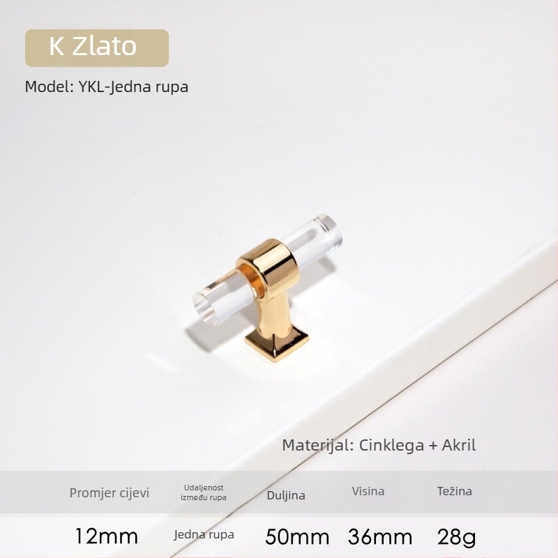 Ručka za vrata ormarića – Model 96 • Materijali: akril, cinkova legura • Stil: moderan minimalistički • Za vrata ormarića