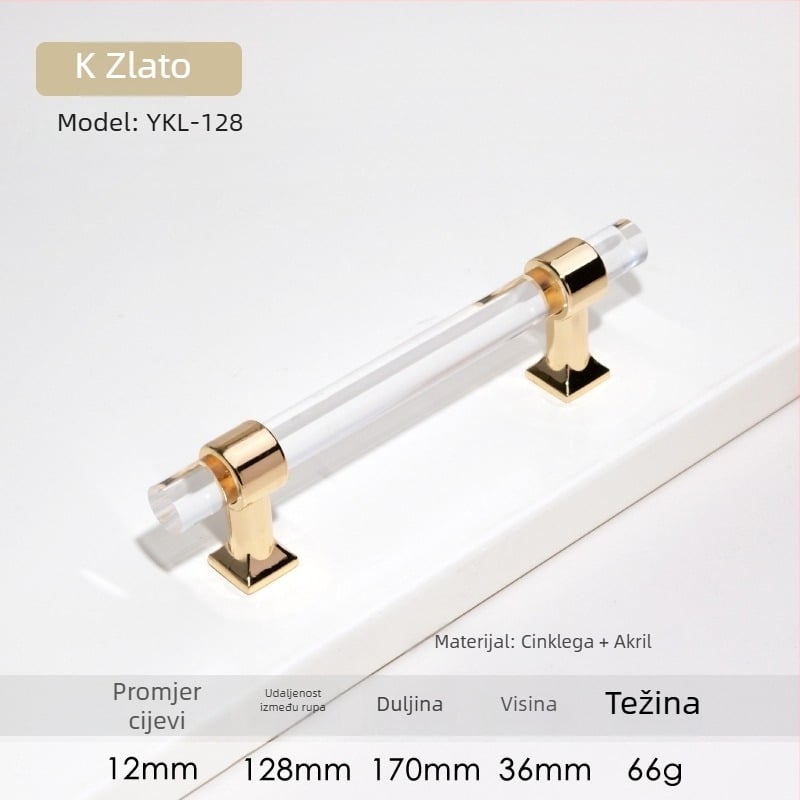 Ručka za vrata ormarića – Model 96 • Materijali: akril, cinkova legura • Stil: moderan minimalistički • Za vrata ormarića