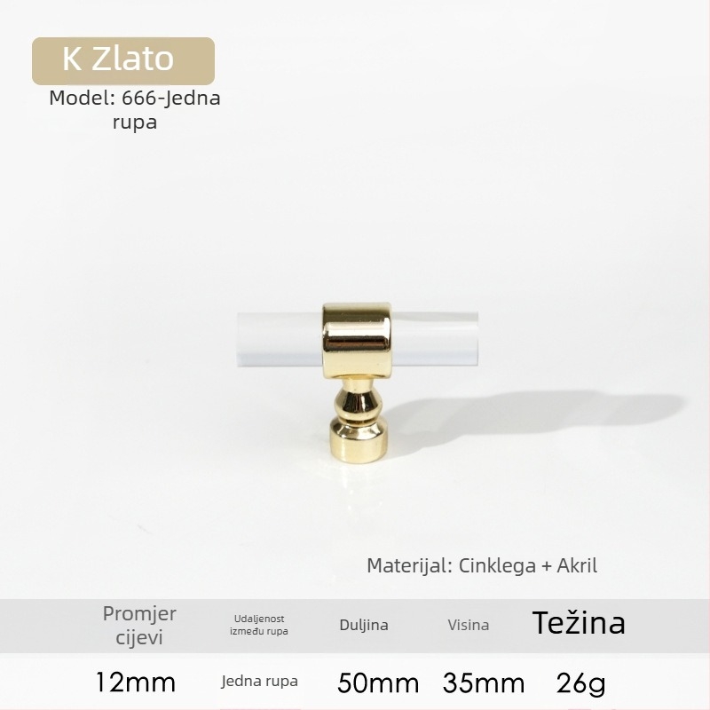 Ručka za vrata ormarića – Model 96 • Materijali: akril, cinkova legura • Stil: moderan minimalistički • Za vrata ormarića