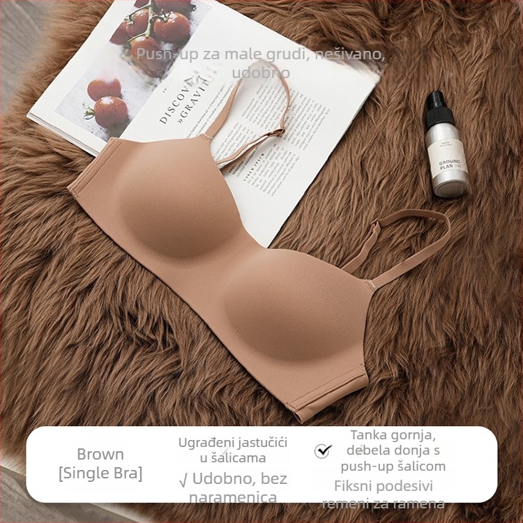 Bežični bezšivni grudnjak s košaricama 3/4 od najlona, glavna tkanina najlon-elastan, bešivne, čvrste dvostruke naramenice i dvostruko stražnje kopčanje