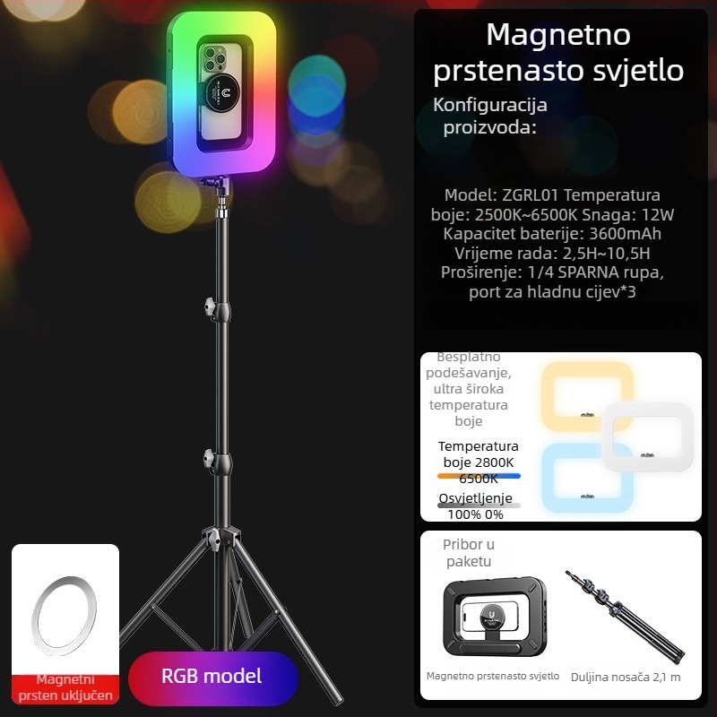 LED rasvjeta za popunjavanje M-200rgb — prijenosna, ugrađena baterija, 10–50W, 5V