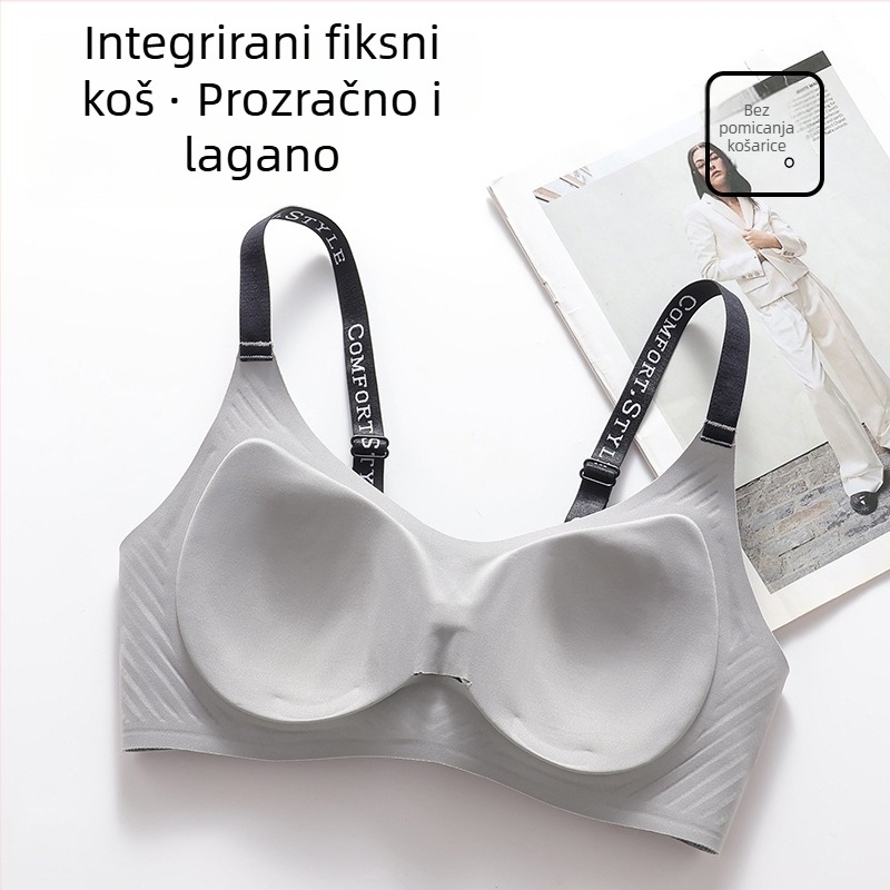 Nylon sportski grudnjak, 3/4 košarica, tanko oblikovane košarice, spandex podstava, čvrste dvostruke naramenice, stražnji zatvarač s tri reda kopči, funkcije: skupljanje, bez tragova, udobnost