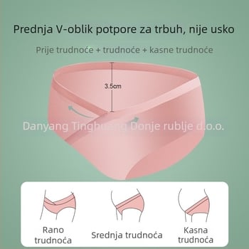 Trudničke gaćice bez šavova, niski struk, prozračne i brzo se suše, podstava od pamuka u području prepona, tkanina Spandex/Lycra