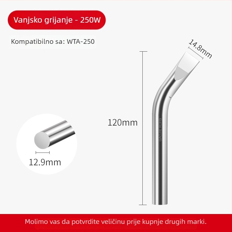 Bezolovna glava za lemilicu, visoke snage serija, 80–1000W, bakrena podloga bez kisika