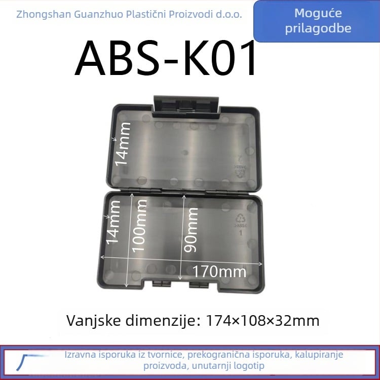 ABS plastična kutija za organiziranje alata s poklopcem – ambalažna kutija, War shield marka, moguć tisak logotipa