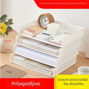 Desktop organizator s integriranim odjeljcima za uredski materijal i kozmetiku, A4 nosač dokumenata, plastika, model 3062, kapacitet 2 L