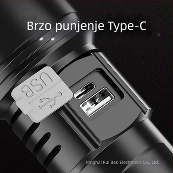 Prijenosna vanjska LED svjetiljka, 20W, ugrađena 18650 baterija, domet 100–200 m, kompaktna i snažna.