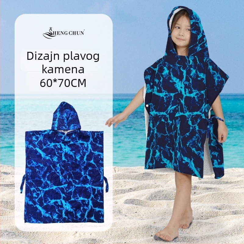 Dječji kapuljačasti ogrtač za kupanje – 100% pamuk, 300–400 g, 21 niti, otisnuto