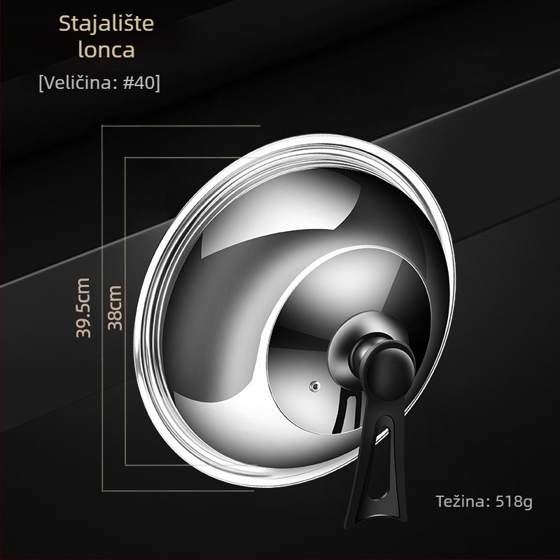 Poklopac za lonac od nehrđajućeg čelika • Model: poklopac od nehrđajućeg čelika • Težina: 0,4–0,6 kg • Marka: AKL • Prilagodba: Da