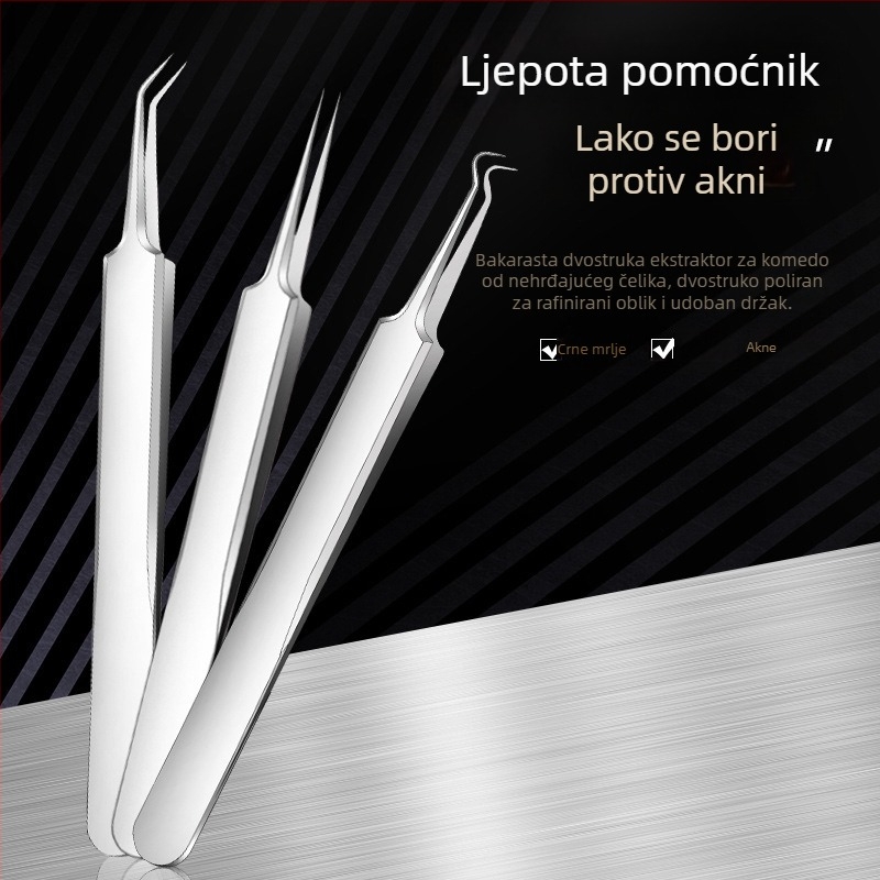 Ultra oštra igla za akne i klip za crne točke – nehrđajući čelik